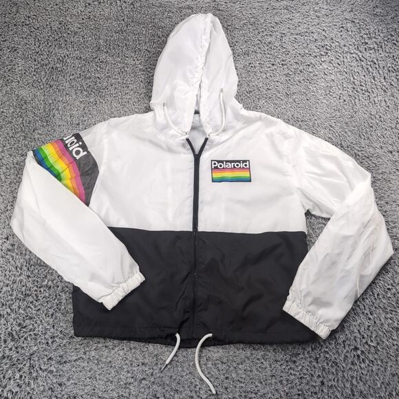 Polaroid Windbreaker Jacket Women Extra Large Zip Up Colorful Retro Lightweight - Picture 1 of 6